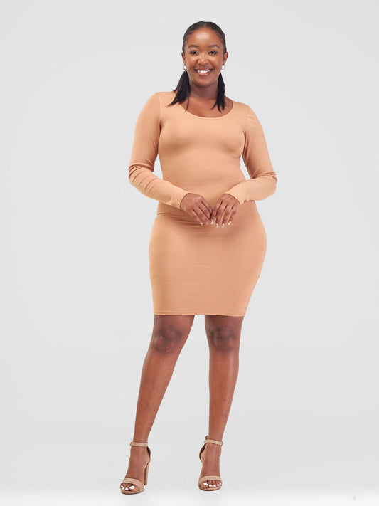 Zoya Basic Long Sleeve Bodycon - Tan