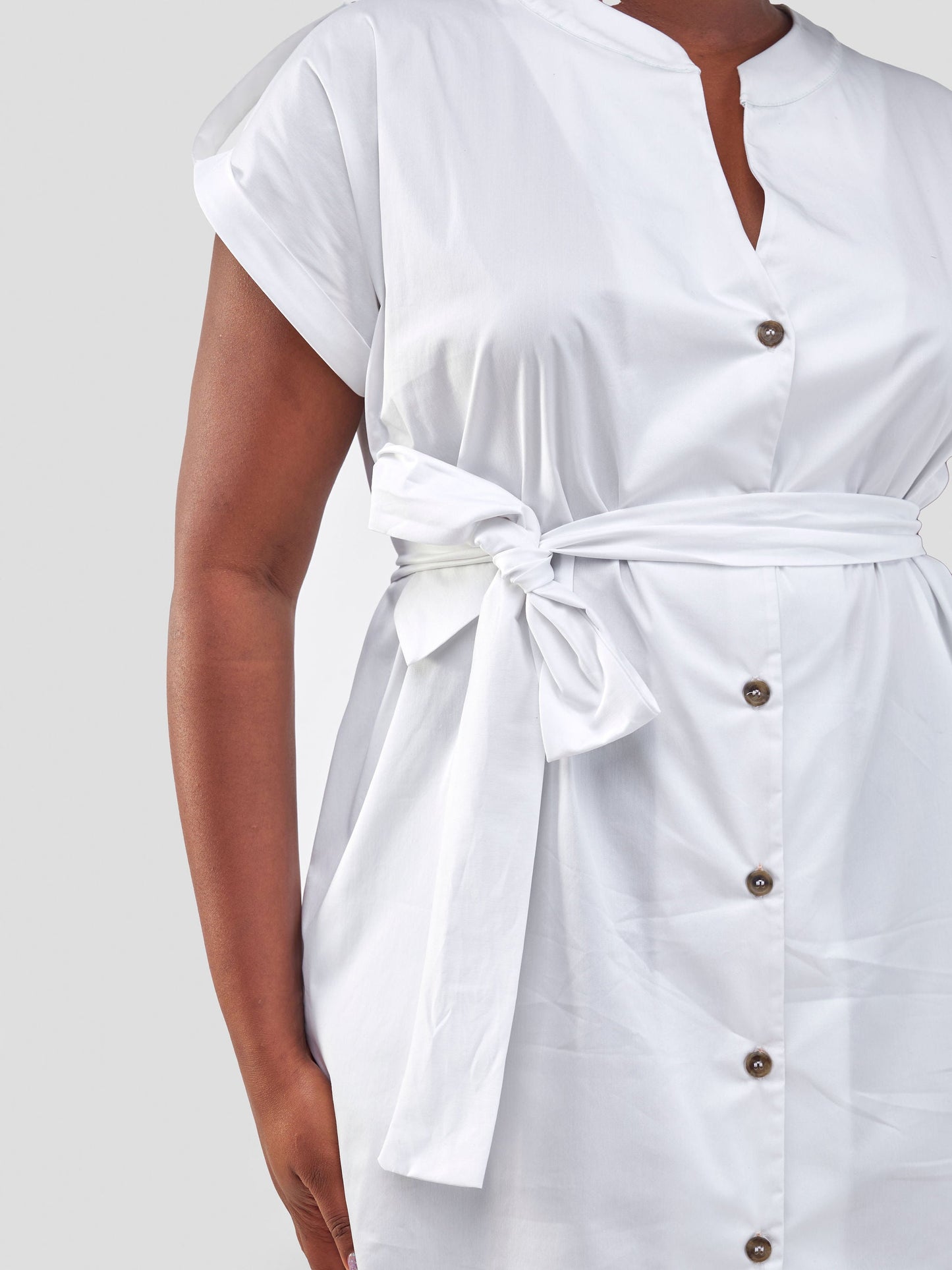 Safari Zene Drop Shoulder Above Knee Dress - White