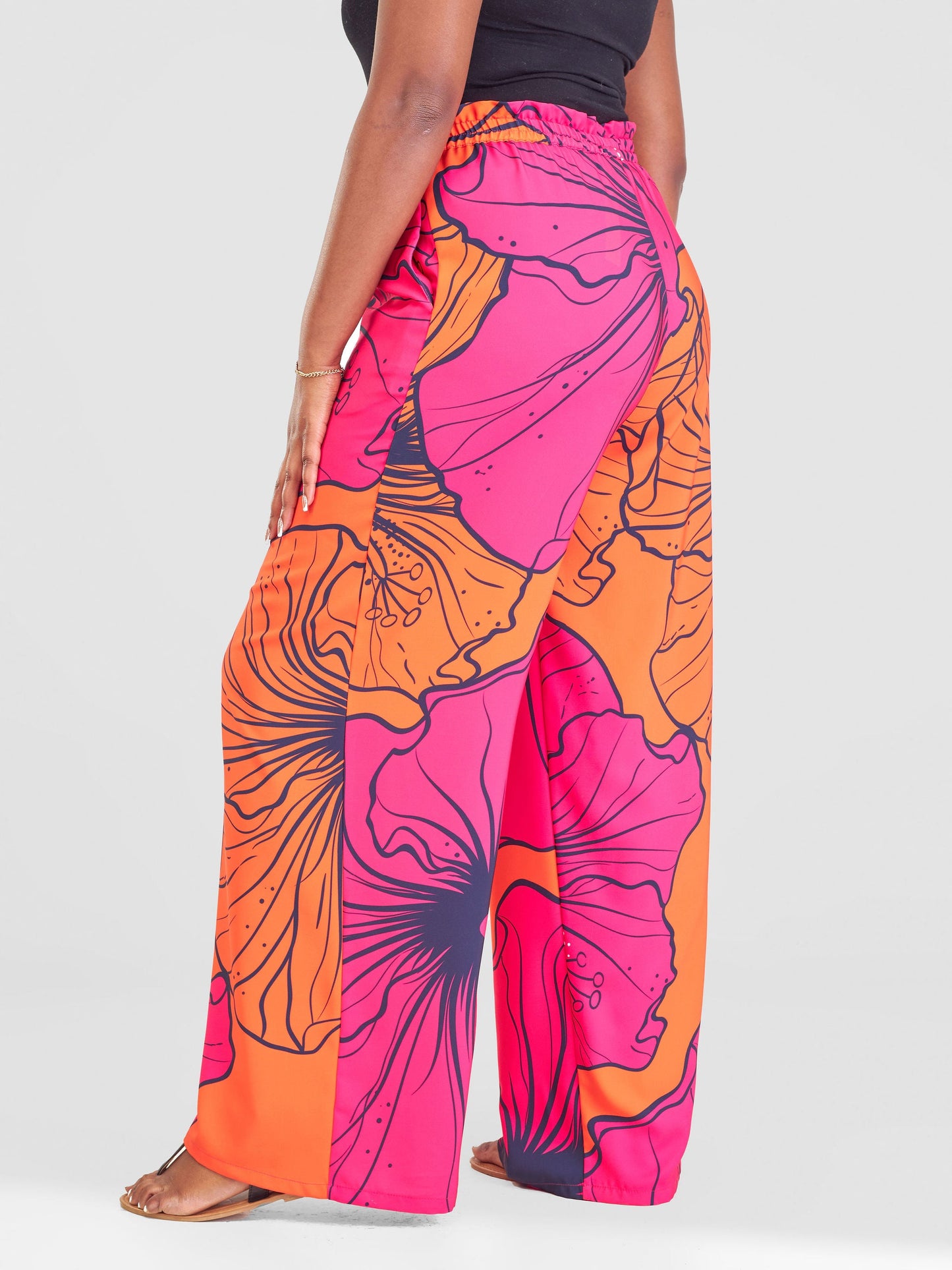 Vivo Sanali Wide Leg Pants - Orange / Pink Flohibi Print