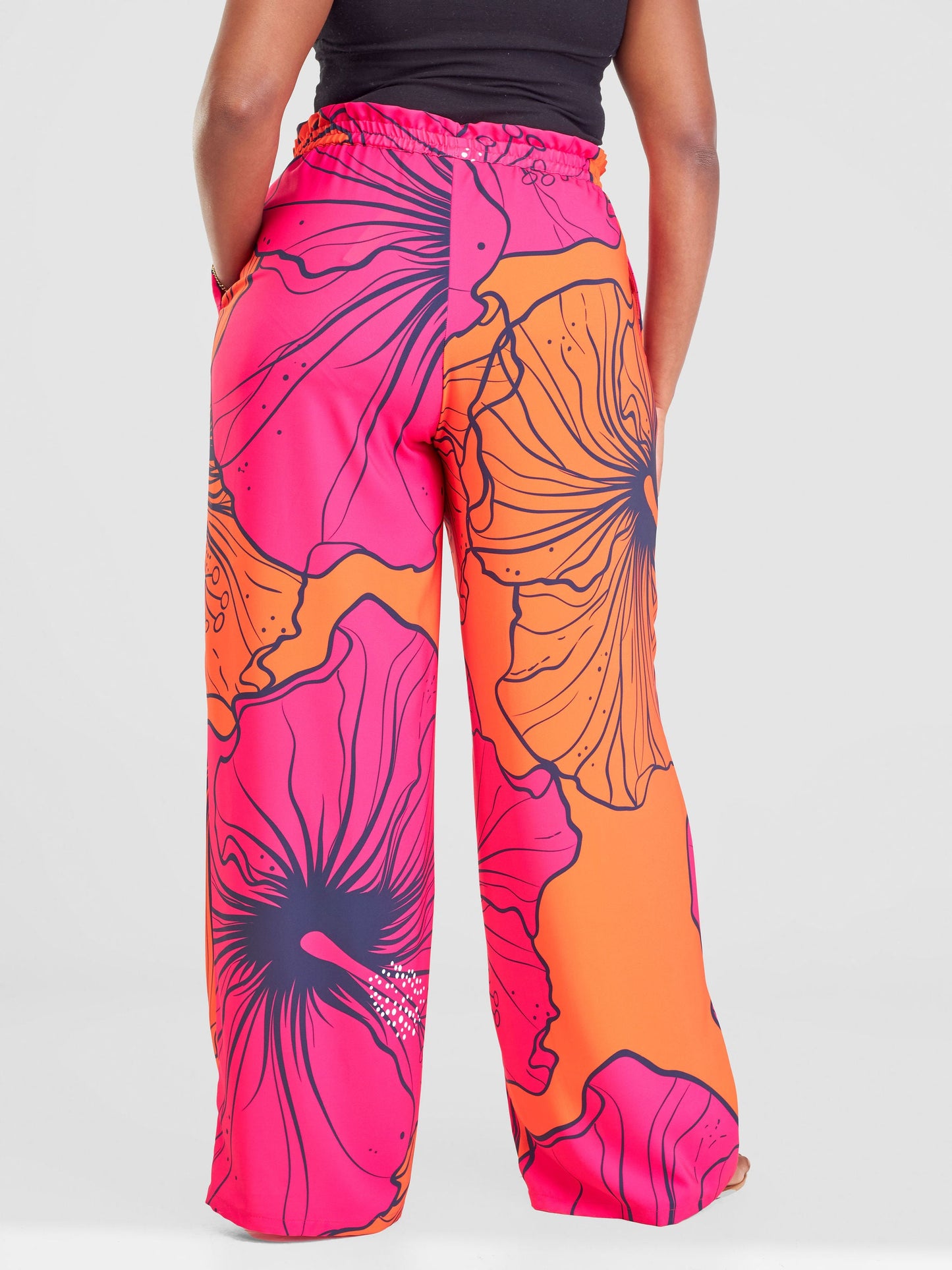 Vivo Sanali Wide Leg Pants - Orange / Pink Flohibi Print