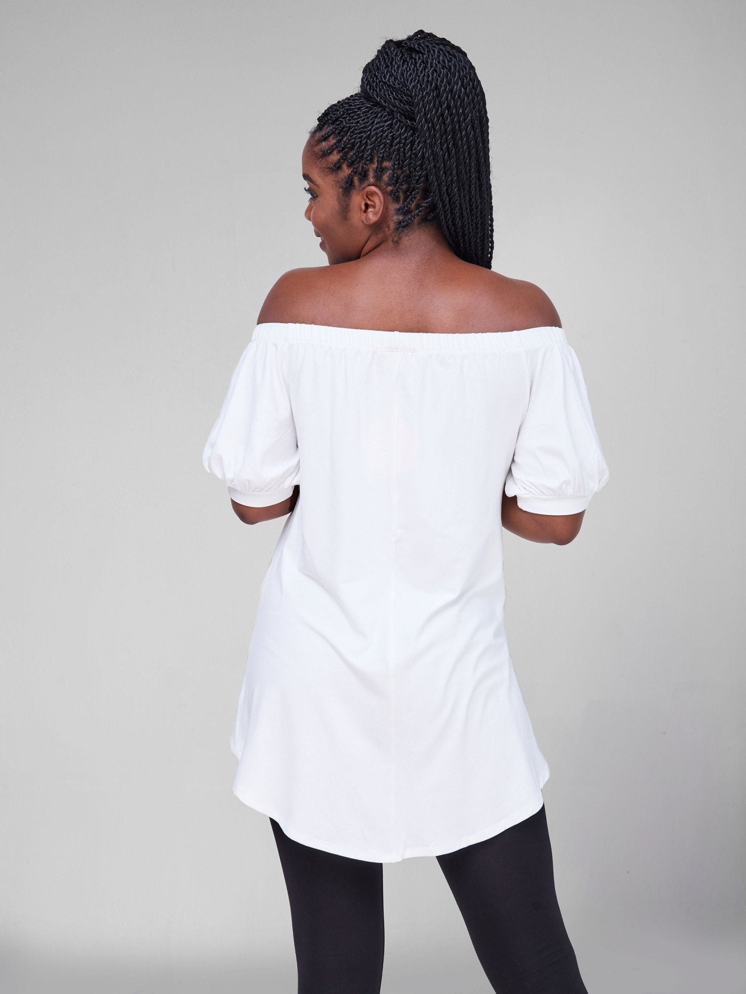 Vivo Arusha Off Shoulder Hi-Low Top - White - Shop Zetu Kenya