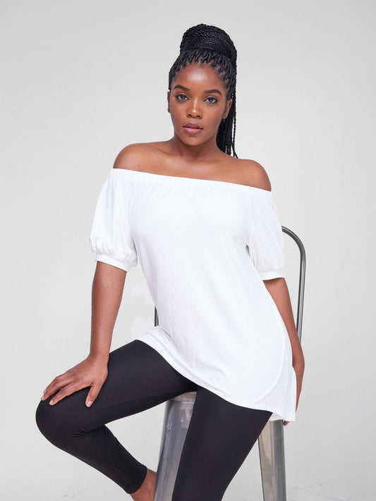 Vivo Arusha Off Shoulder Hi-Low Top - White - Shop Zetu Kenya