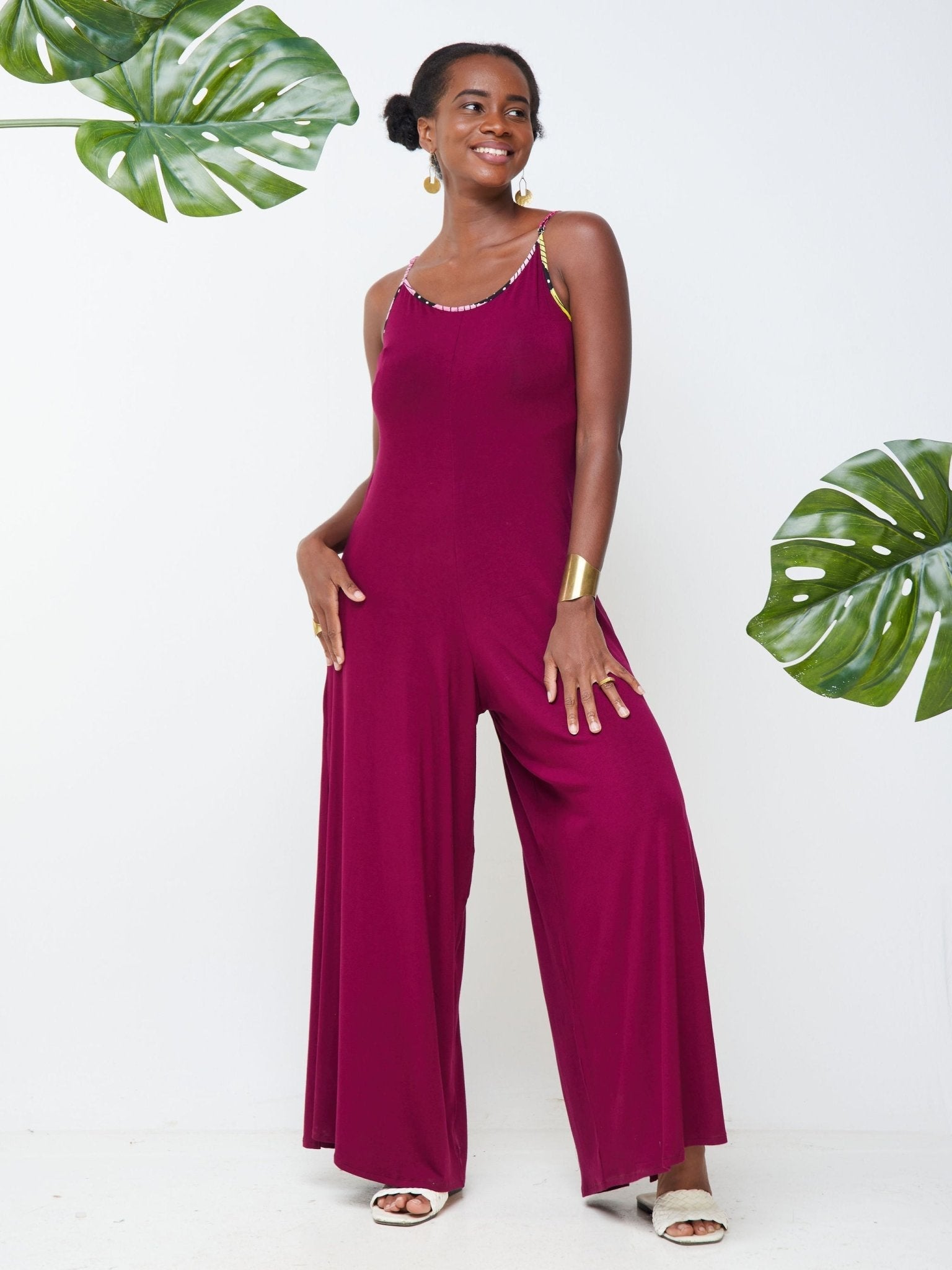 Vivo Arusha Strappy Jumpsuit - Burgundy - Shop Zetu Kenya