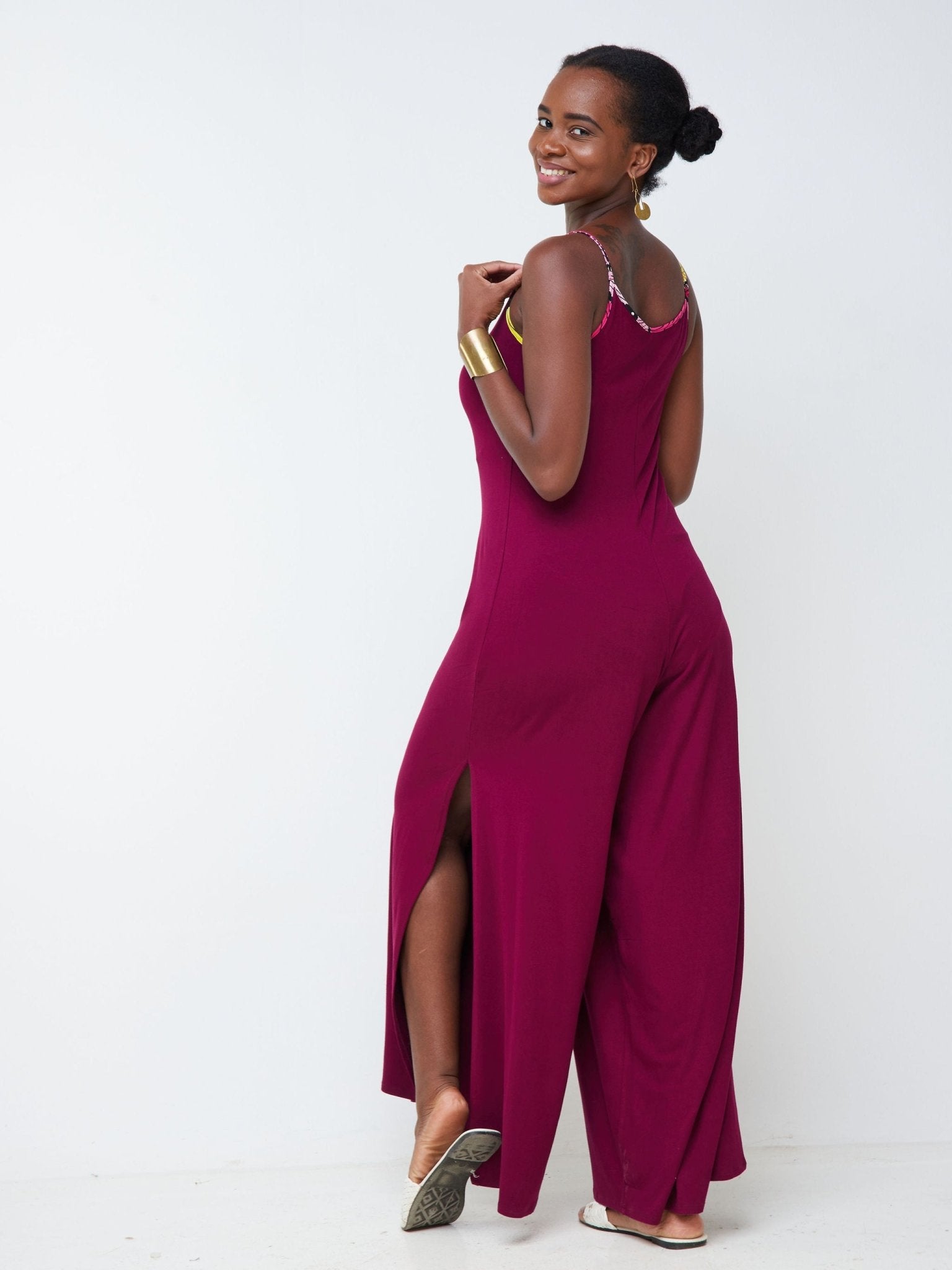 Vivo Arusha Strappy Jumpsuit - Burgundy - Shop Zetu Kenya