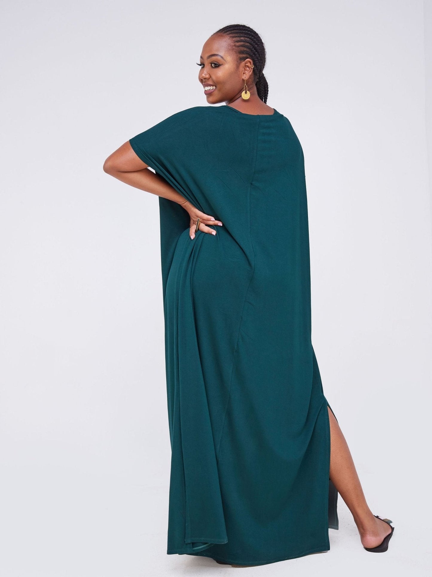 Vivo Arusha Wide Drop Shoulder Maxi Dress - Dark Green - Shop Zetu Kenya