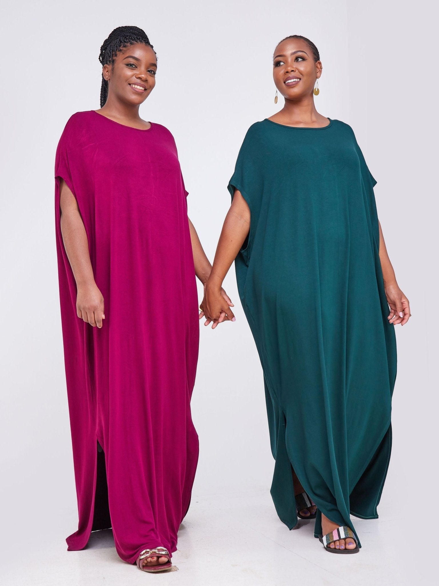 Vivo Arusha Wide Drop Shoulder Maxi Dress - Dark Green - Shop Zetu Kenya