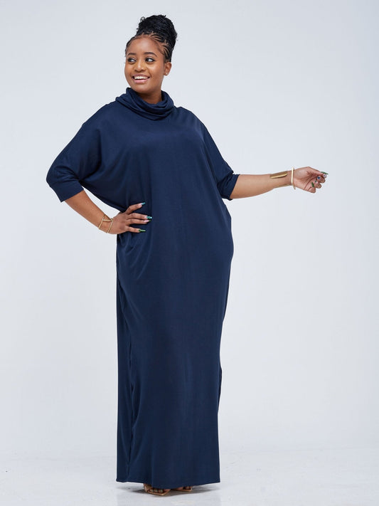Vivo Basic Cowl Dolman Maxi Dress - Navy Blue - Shop Zetu Kenya