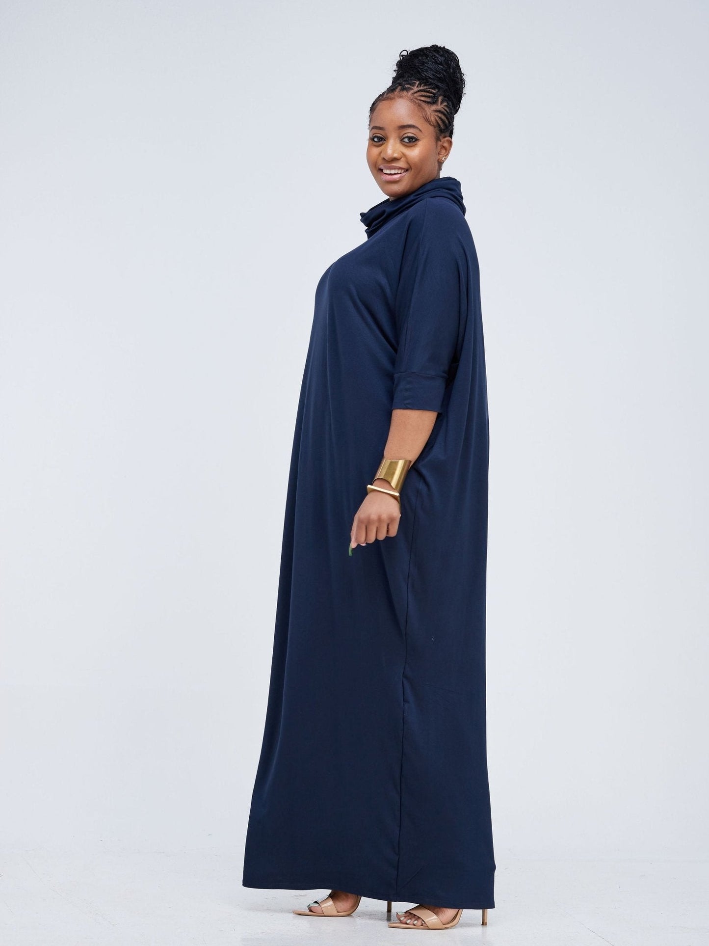Vivo Basic Cowl Dolman Maxi Dress - Navy Blue - Shop Zetu Kenya