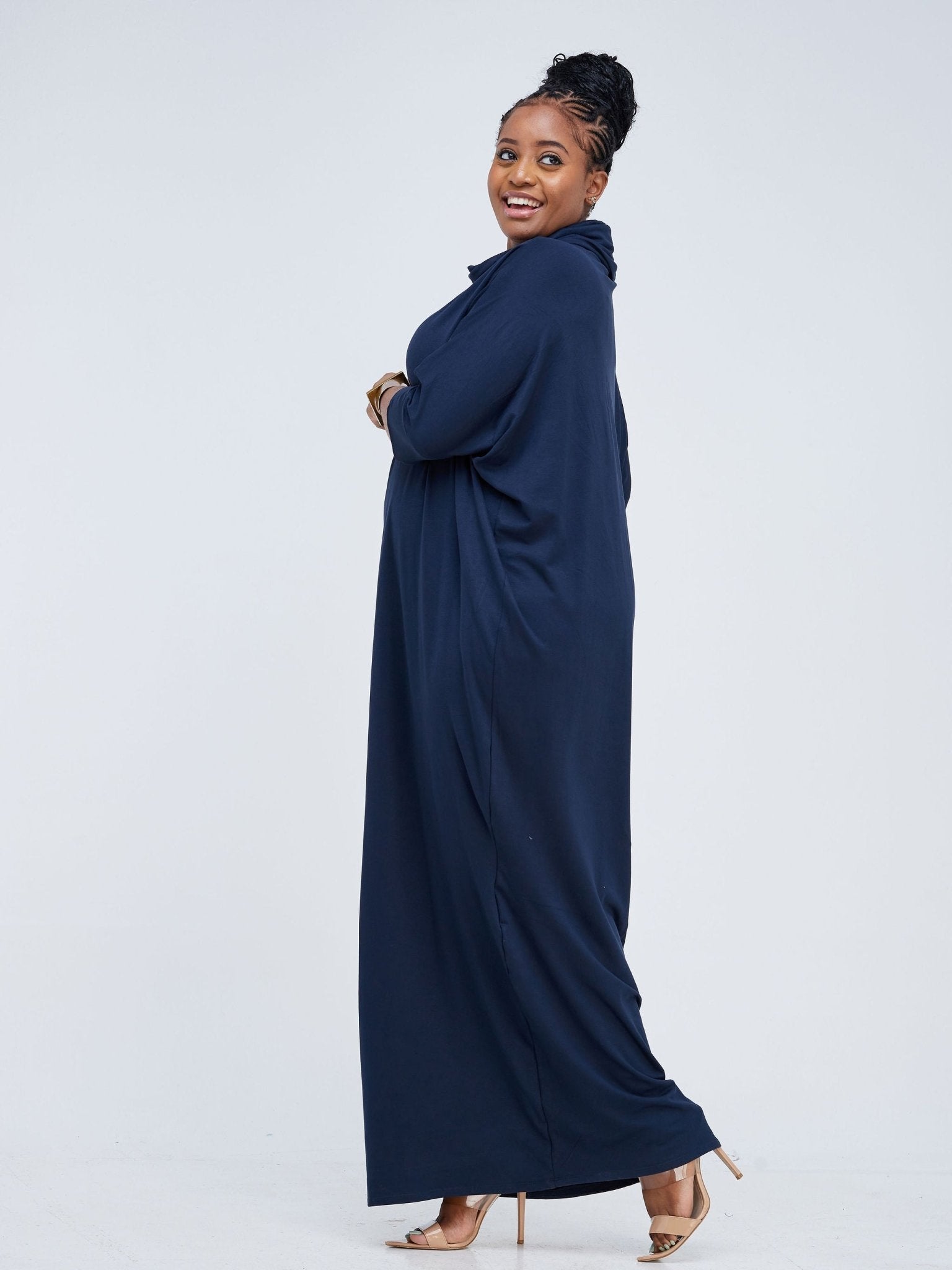 Vivo Basic Cowl Dolman Maxi Dress - Navy Blue - Shop Zetu Kenya