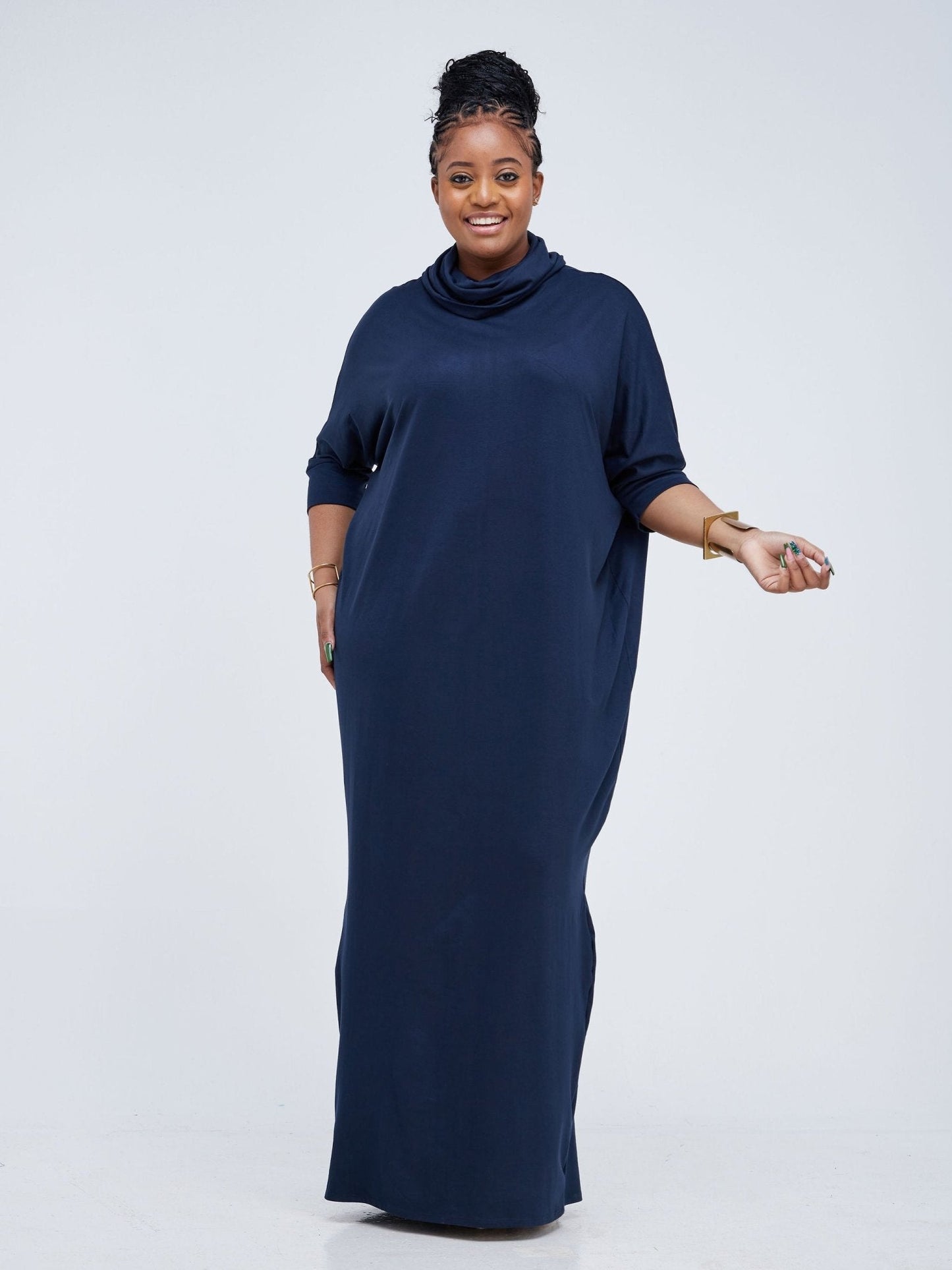 Vivo Basic Cowl Dolman Maxi Dress - Navy Blue - Shop Zetu Kenya