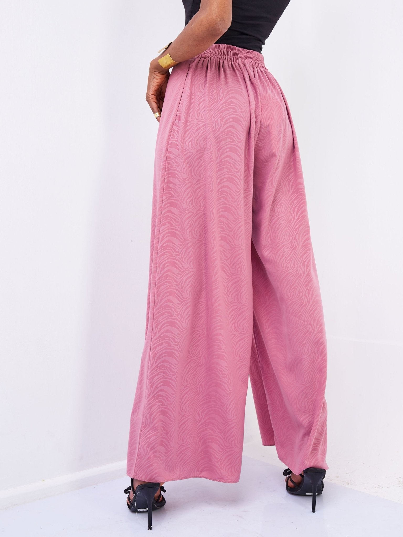 Vivo Basic Crepe Pants - Peach Animal Print - Shop Zetu Kenya