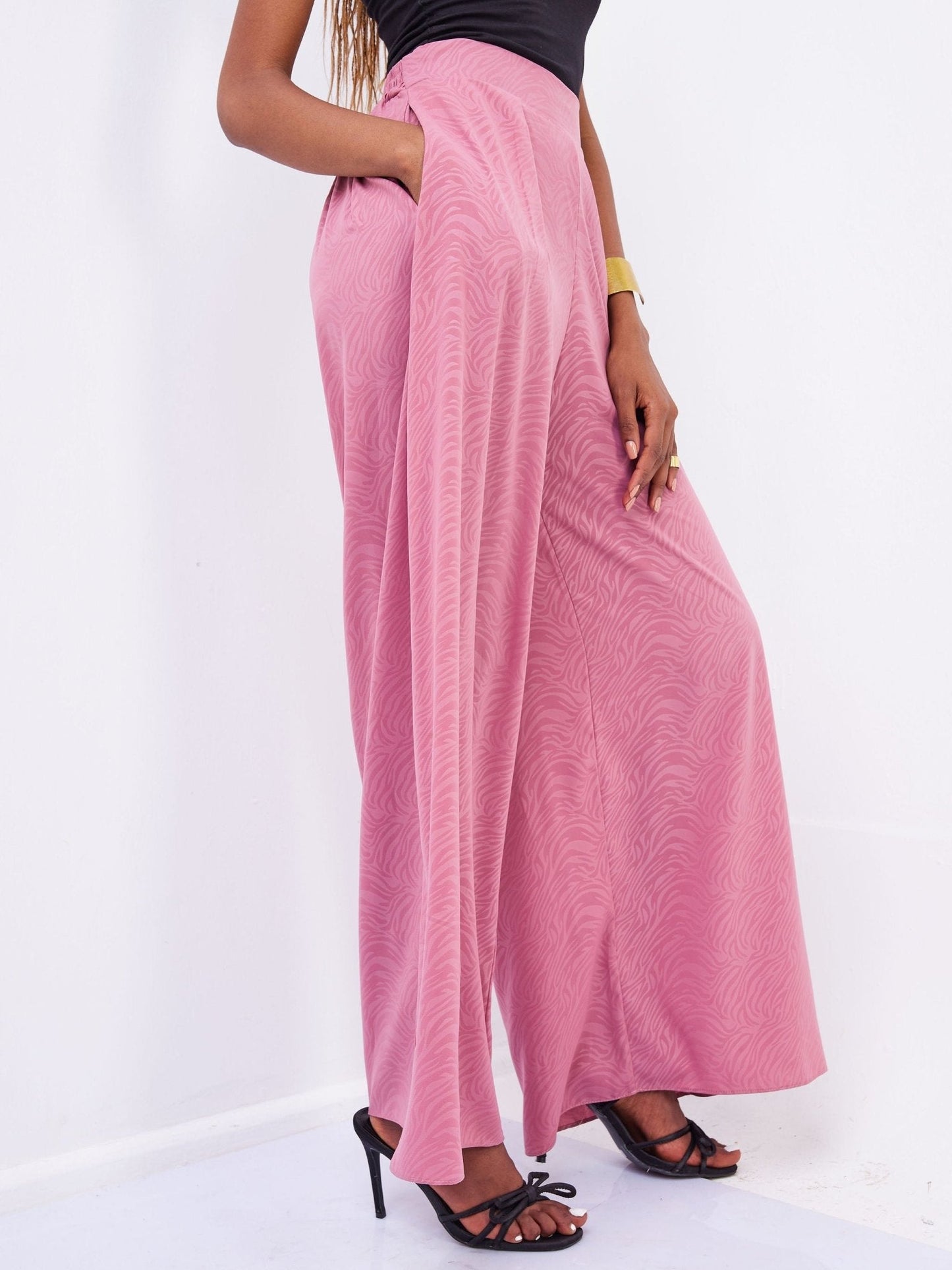 Vivo Basic Crepe Pants - Peach Animal Print - Shop Zetu Kenya