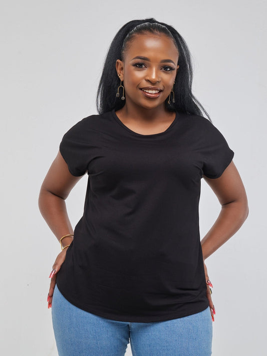 Vivo Basic Drop Shoulder Top - Black - Shop Zetu Kenya
