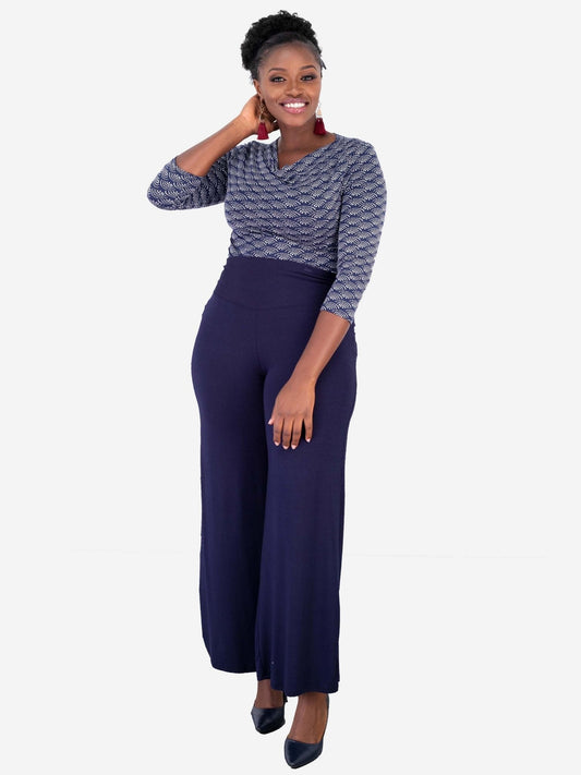 Vivo Basic Palazzo Pants - Navy Blue - Shop Zetu Kenya