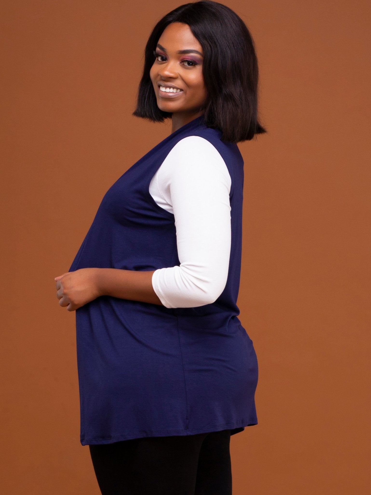 Vivo Basic Sleeveless Jersey Waterfall - Navy Blue - Shop Zetu Kenya