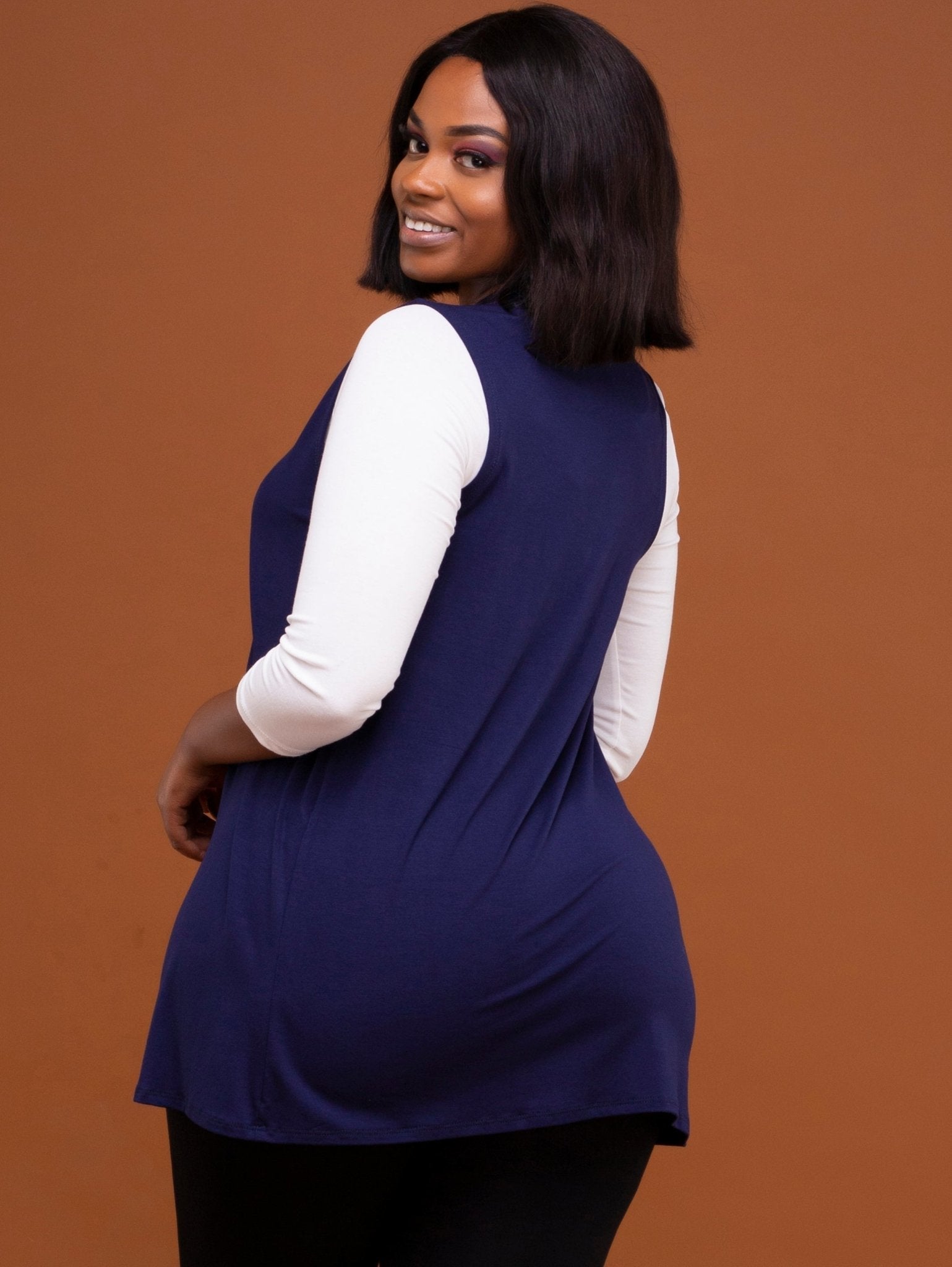 Vivo Basic Sleeveless Jersey Waterfall - Navy Blue - Shop Zetu Kenya