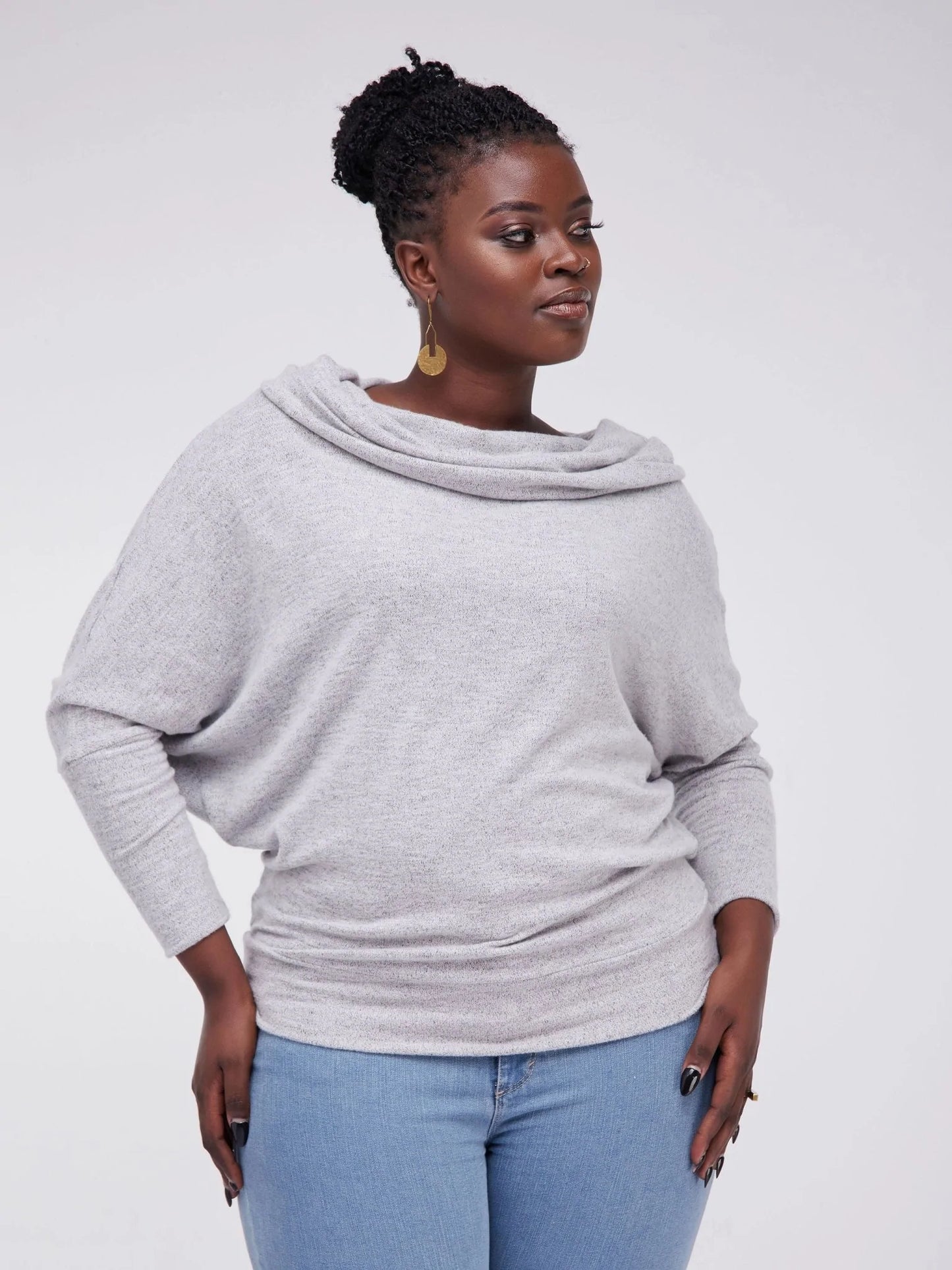 Vivo Dalia Off Shoulder Dolman Top - Grey - Shop Zetu Kenya