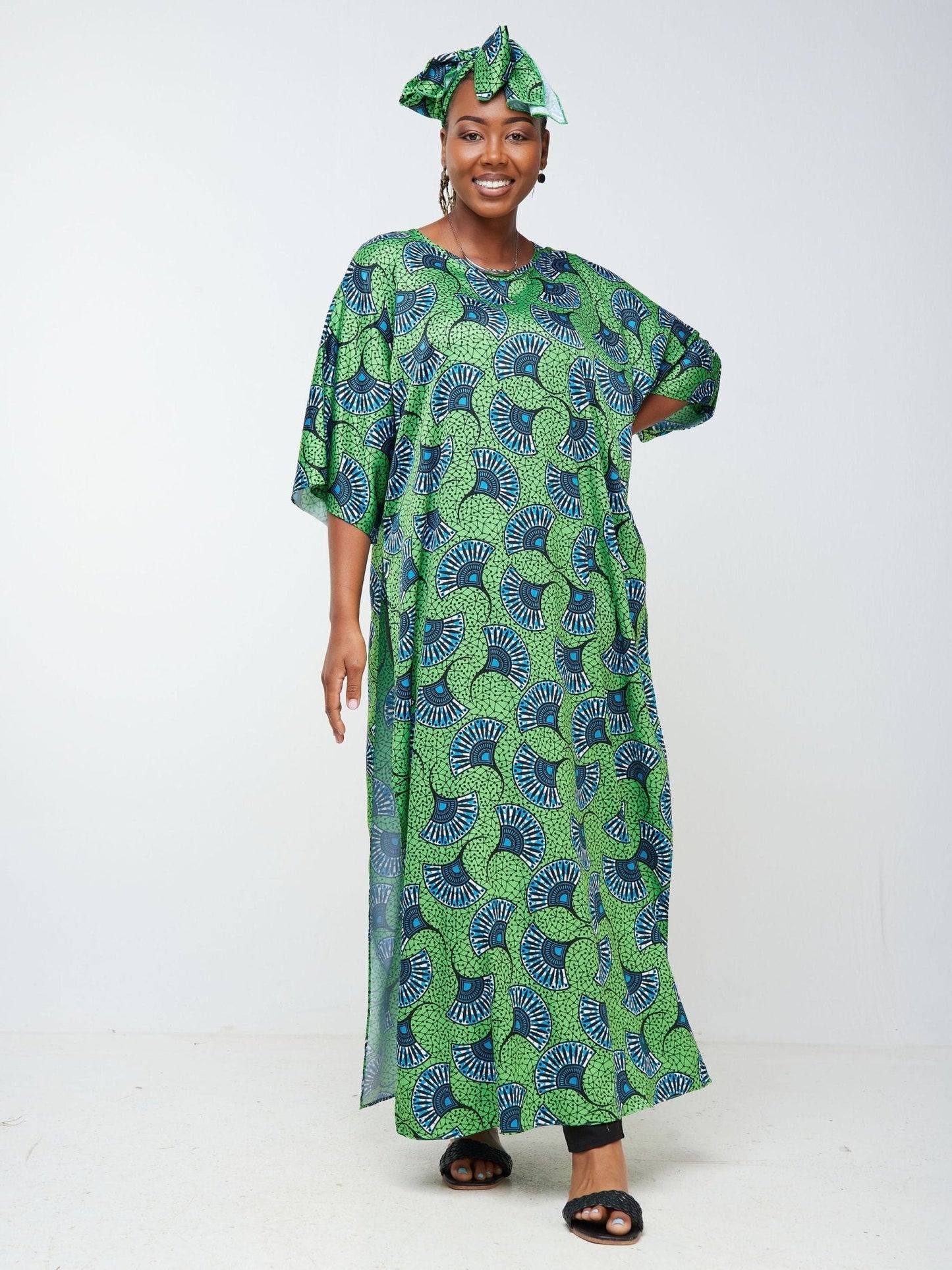 Vivo Lani Maxi Top - Green / Teal Abstract Print - Shop Zetu Kenya
