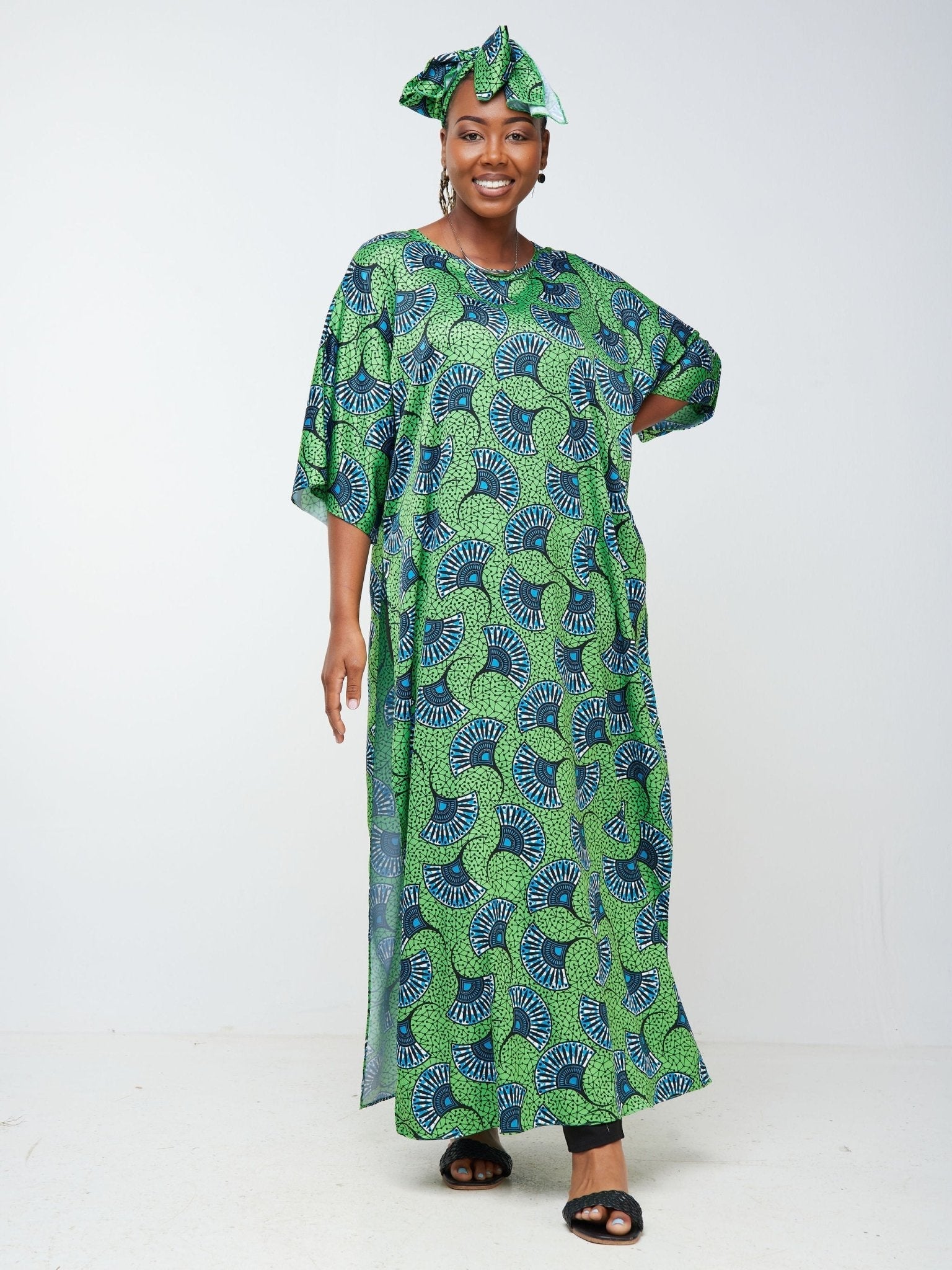 Vivo Lani Maxi Top - Green / Teal Abstract Print - Shop Zetu Kenya