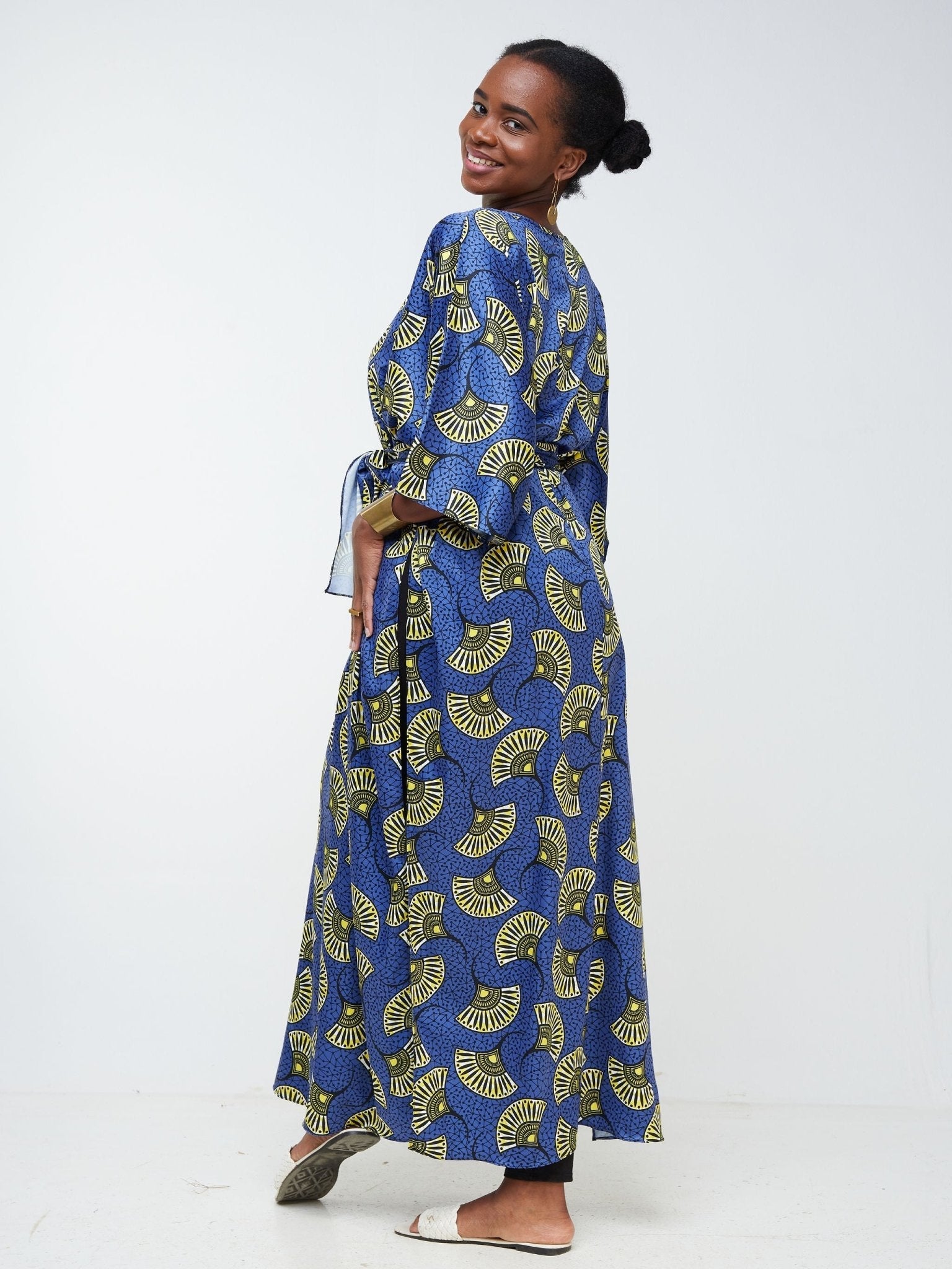 Vivo Lani Maxi Top - Royal Blue / Yellow Abstract Print - Shop Zetu Kenya