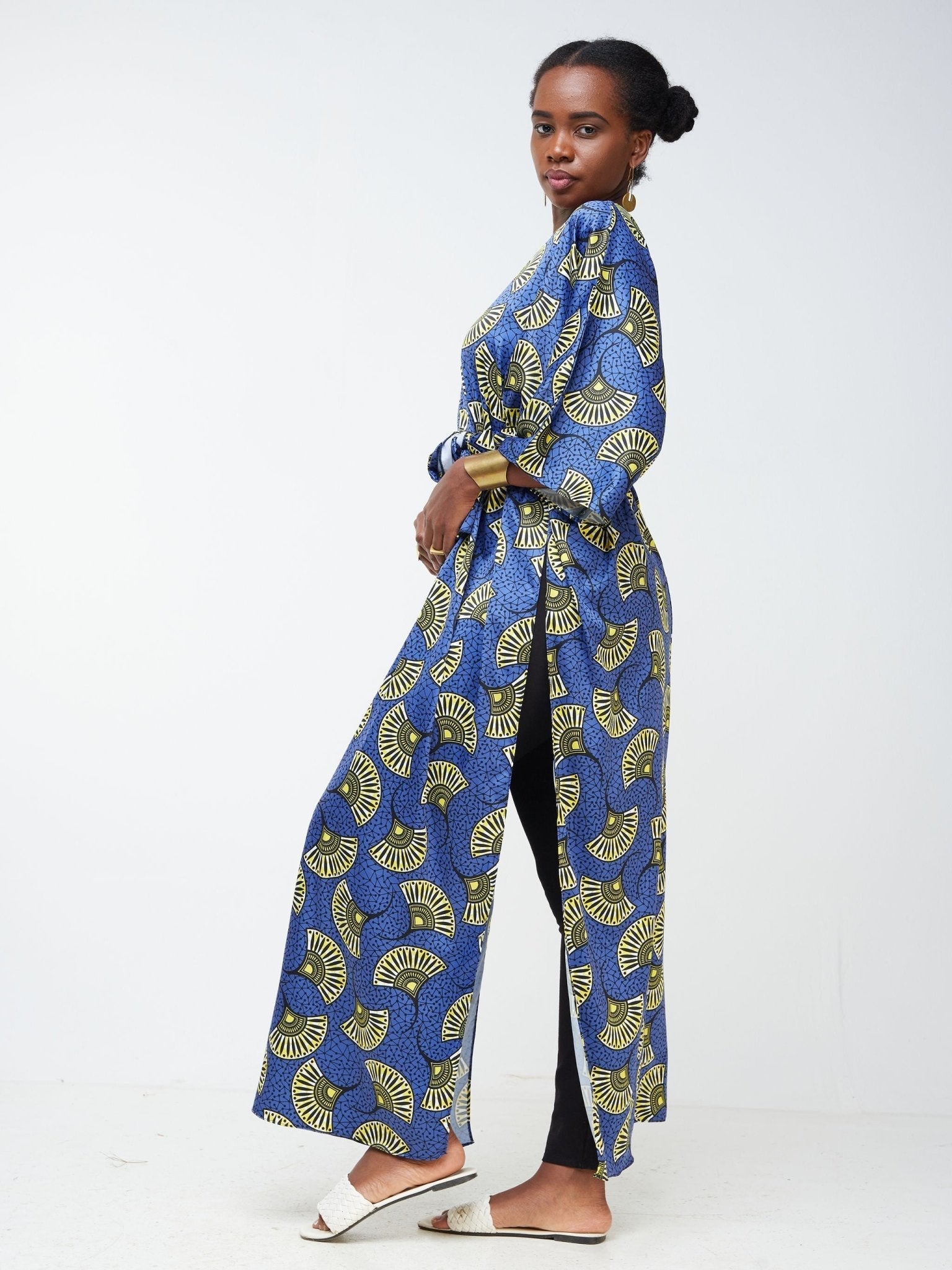 Vivo Lani Maxi Top - Royal Blue / Yellow Abstract Print - Shop Zetu Kenya