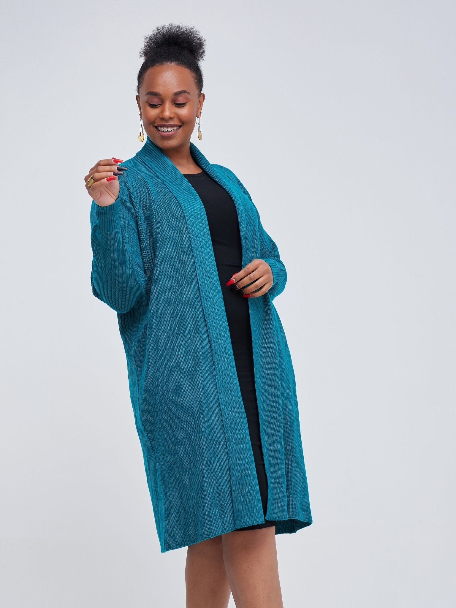 Vivo Long Sleeve Midi Waterfall - Teal - Shop Zetu Kenya