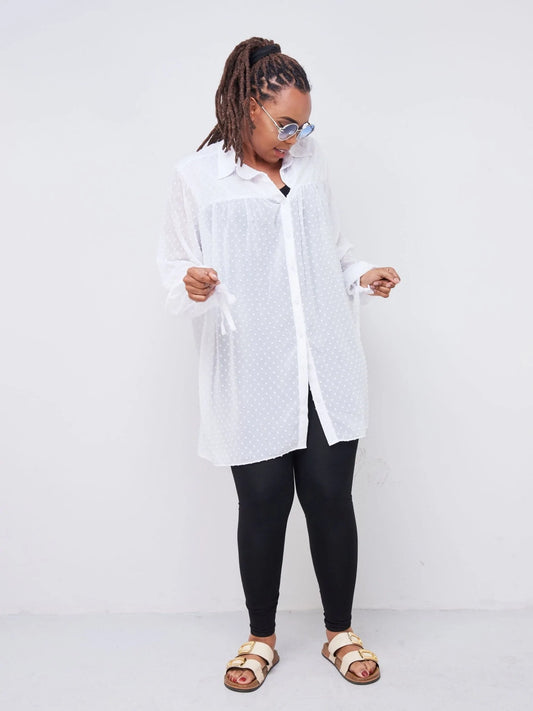 Vivo Malindi Long Sleeved Tunic Shirt - White - Shop Zetu Kenya