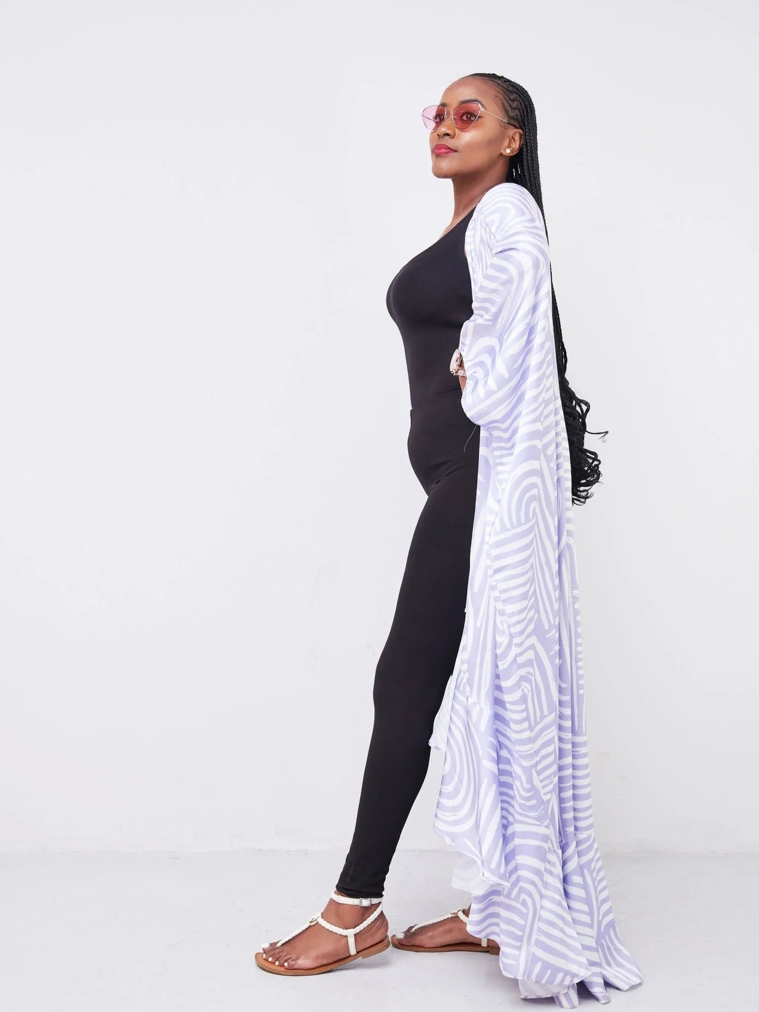 Vivo Malindi Open Kaftan (JK) - Lilac / White Abstract Print - Shop Zetu Kenya