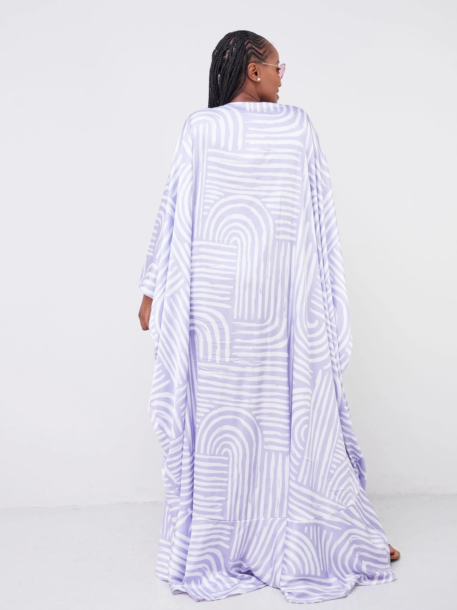 Vivo Malindi Open Kaftan (JK) - Lilac / White Abstract Print - Shop Zetu Kenya