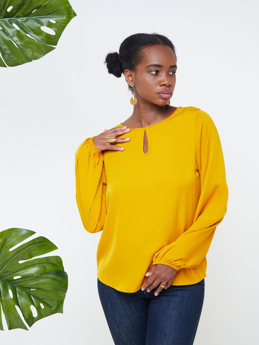 Vivo Sierra Bishop Sleeve Top - Mustard - Shop Zetu Kenya